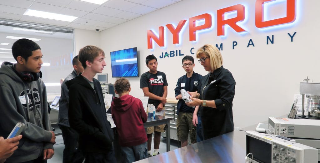 High school students on a Manufaturing Day tour at Jabil.